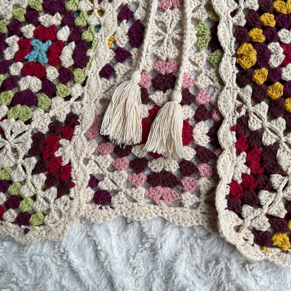 Johnny Was crochet granny square knit cardigan sweater tie front stevie - Picture 6 of 14